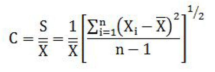 Cette image montre l'équation du coefficient de variation.
