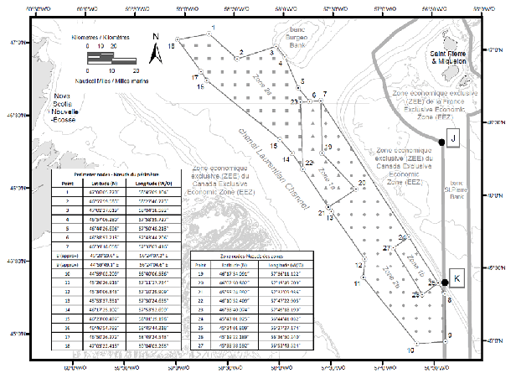 Figure 1 : Carte illustrant la zone de protection marine proposée du chenal Laurentien, ses limites et ses zones de gestion