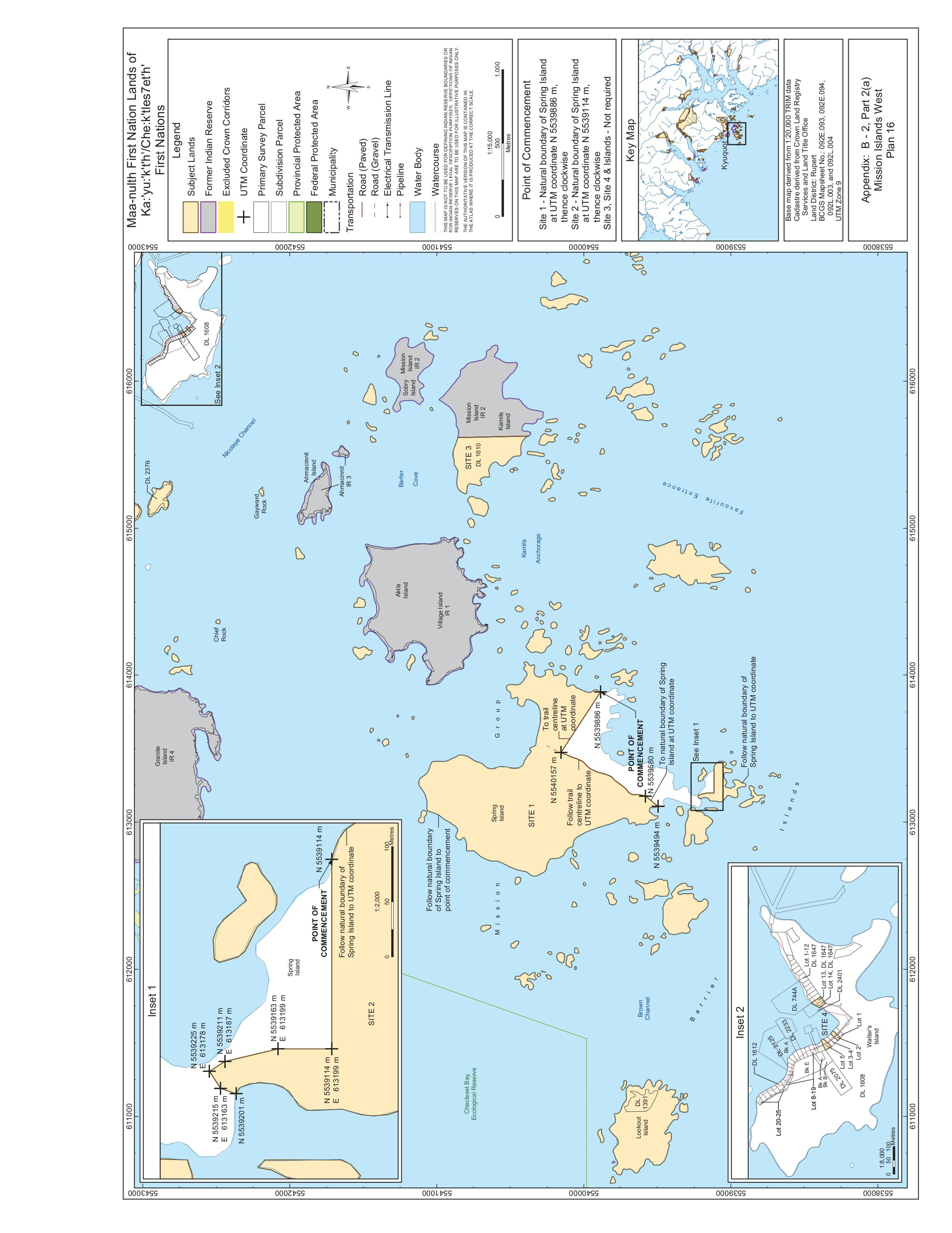 Figure 1: Map of Mission Islands West, Plan 16 of Appendix B-2 Part 2(a).  – Text version below the image 